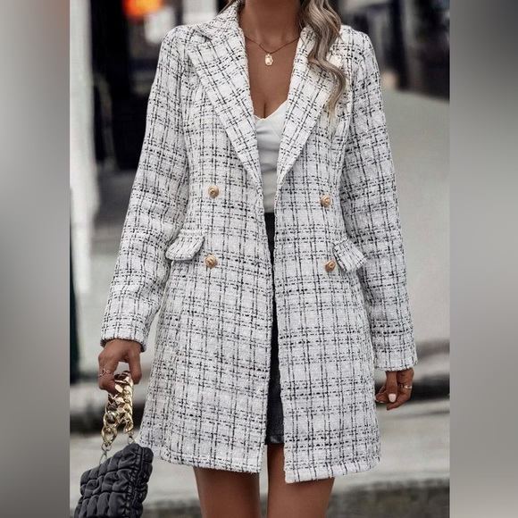 Plazacore plaid double breasted tweed overcoat jacket - Picture 4 of 6